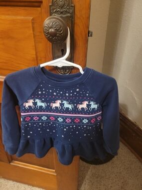 jumping beans Navy Pullover with Pink & Light Blue Unicorns